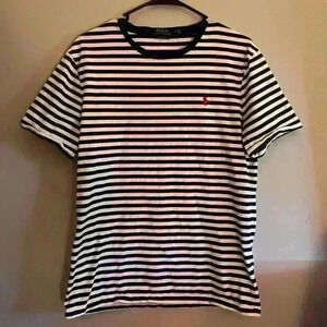Polo Ralph Lauren T-Shirt Blue men’s White Stripe Short Sleeve Embroidered
